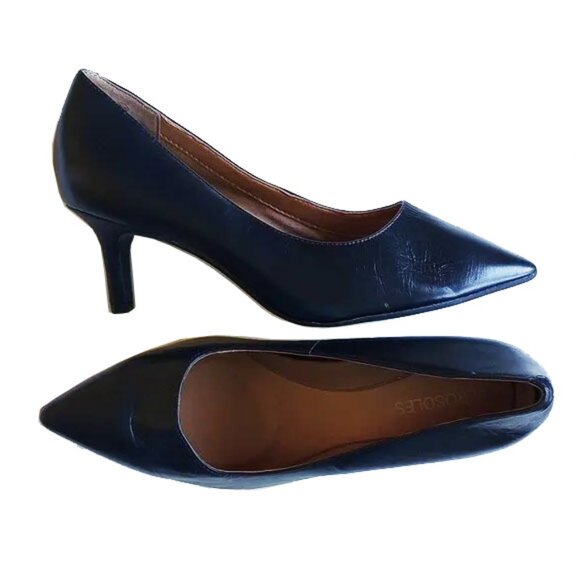 Aerosoles Drama Club Classic Leather Pumps 2.75" Heel 9W Navy - Picture 1 of 7